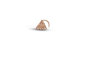 14K Solid Gold Ethnic Nose Stud - Mid