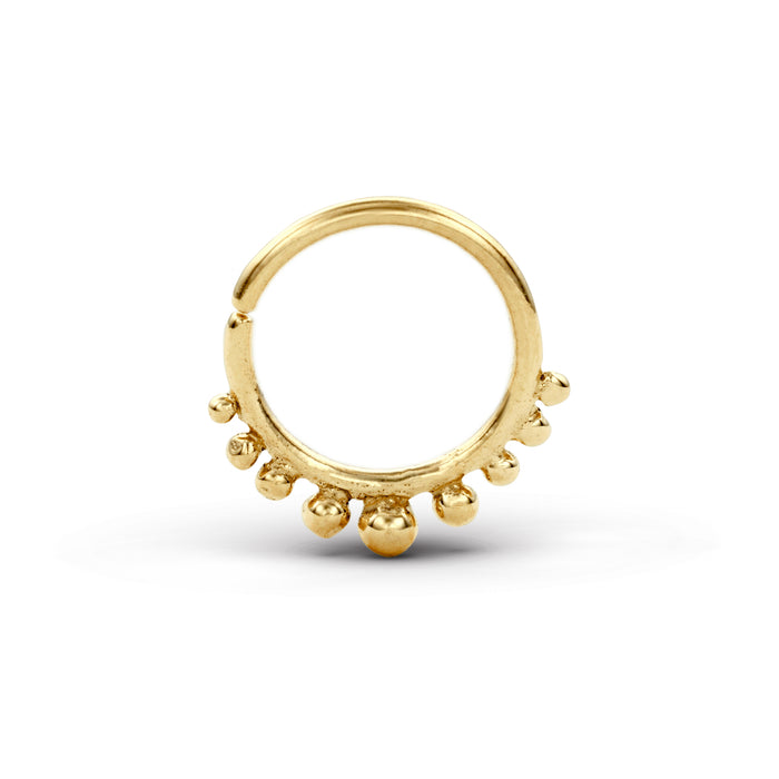 14kt Solid Gold Ethnic Indian Nose Hoop - Laura