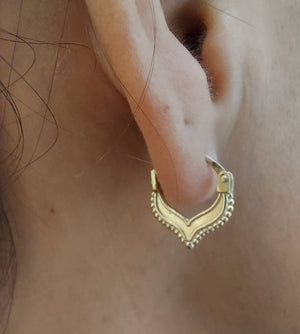Gold Chevron Clicker Hoop Earrings - Nalu