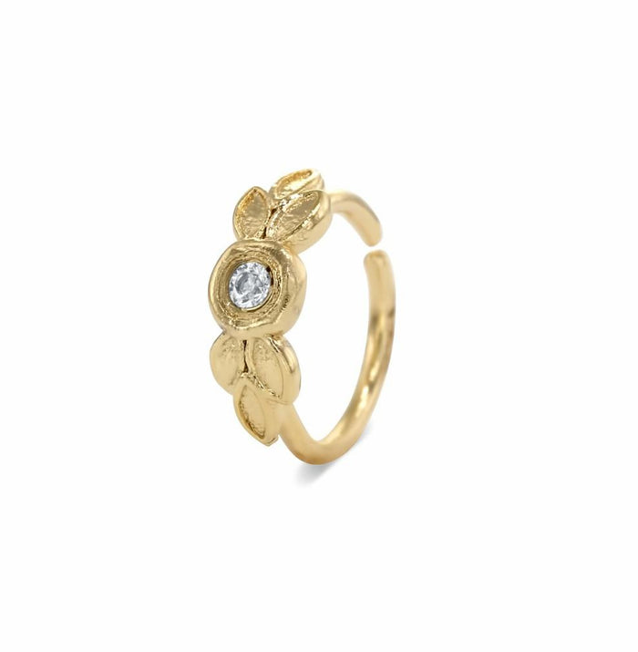 Diamond Nose Ring with Leaves Pattern - Patta