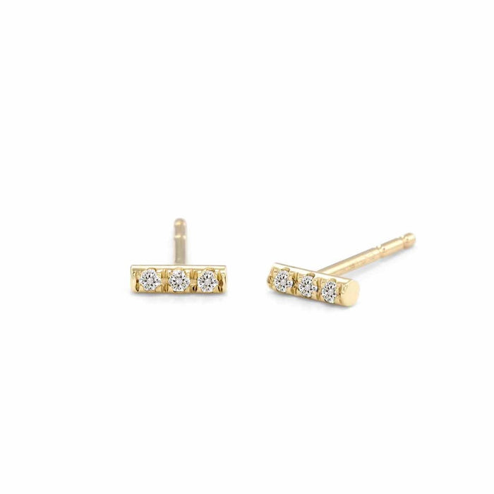 Diamond Bar Stud Earrings - Bia