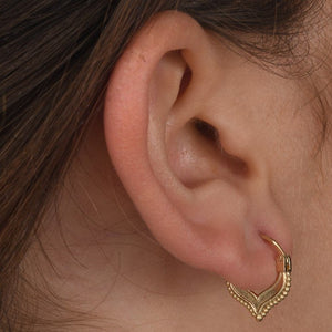 Gold Chevron Clicker Hoop Earrings - Nalu