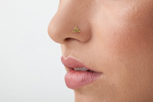 14K Solid Gold Ethnic Nose Stud - Mid