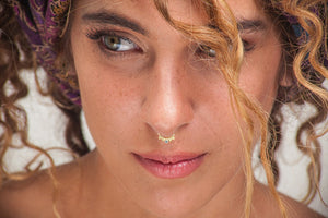 14k Solid Gold and Enamel Septum Nose Ring Jewelry - Chloe