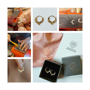 Gold Chevron Clicker Hoop Earrings - Nalu
