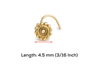 14k Solid Gold Sun Nose Stud Piercing Jewelry - Adele