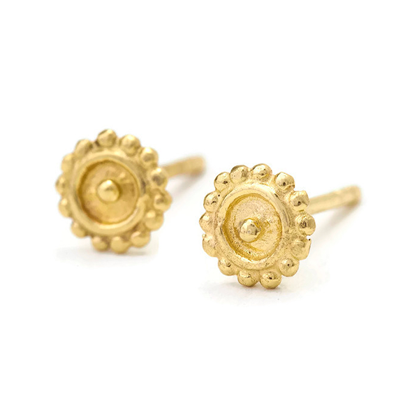 Sun Earrings - Small Solid 14k Gold Tribal Studs - Adele