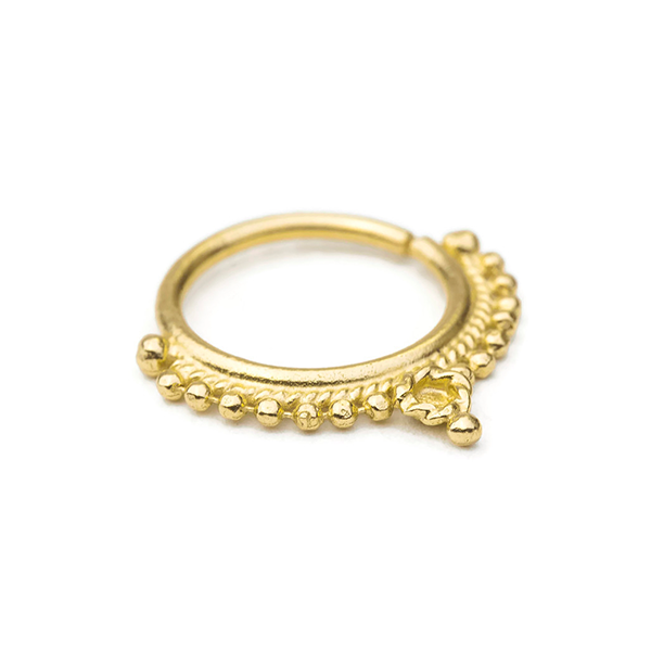 14k Solid Gold Indian Styled Septum Nose Jewelry - Josephine